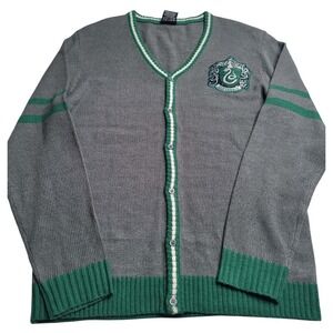 Wizarding World of Harry Potter Slytherin House Gray Button Up Cardigan Medium